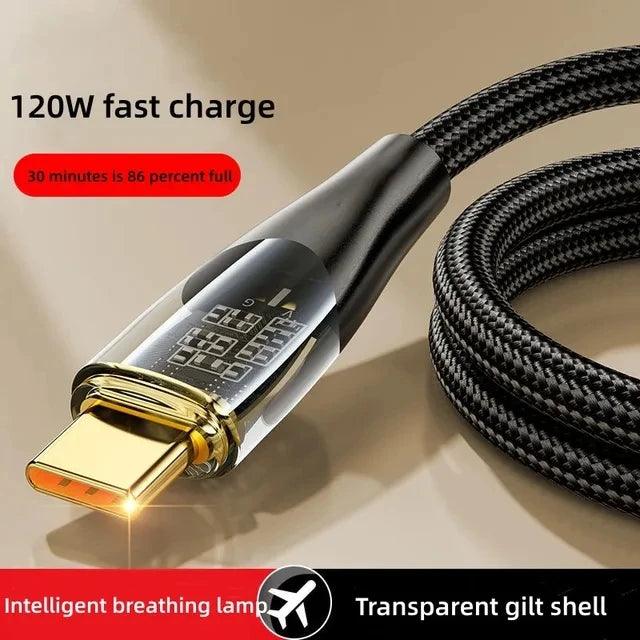 120W USB To Type C Cable Super Fast Charging Data Cord For Xiaomi 12 Redmi Note 11 Samsung S23 S22 Huawei Type-c Charger Cord - MANDOTOS