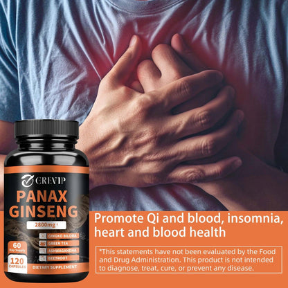 Panax Ginseng Supplement - Improve Memory and Concentration, Enhance Energy Endurance - 120 Capsules - MANDOTOS