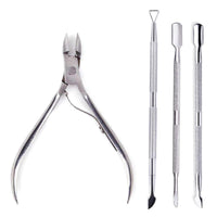 4 Pcs/Set Professional Stainless Steel Nail Cutter Scissor Nippers Muti Function Cuticle Pusher Remover Nail Care Manicure Kits - MANDOTOS