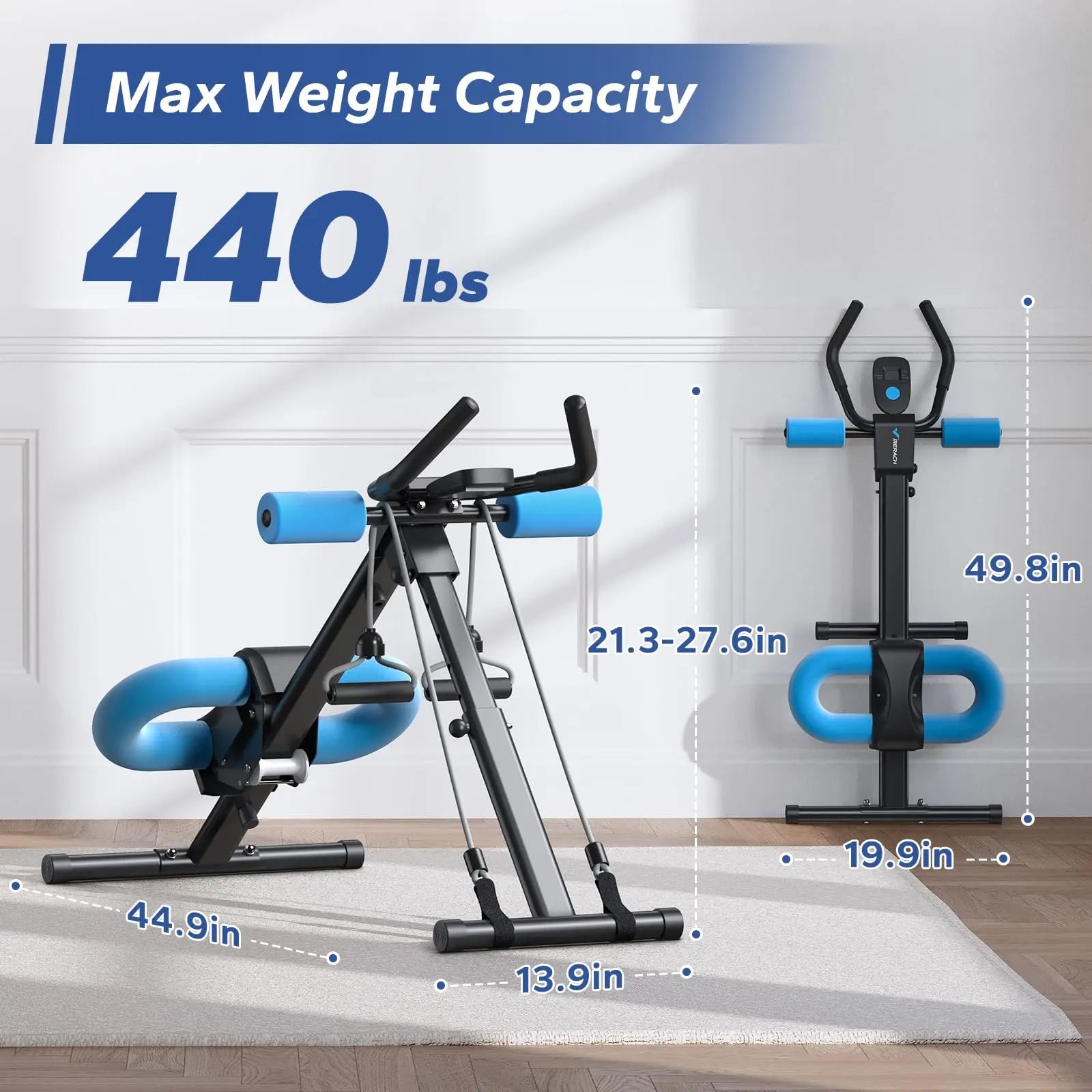 MERACH Ab Machine Adjustable Trainer Workout Foldable Knee Protection Abdominal Exercise Machine Core Ab Exercise System Trainer - MANDOTOS