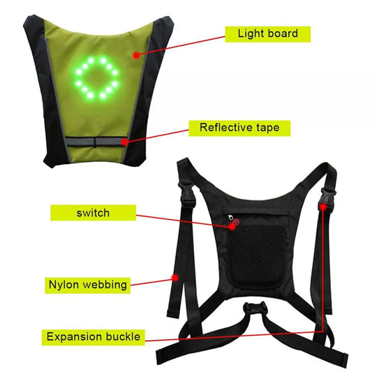 BrightRide LED Cycling Vest with Storage - MANDOTOS