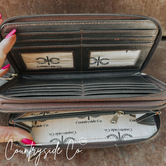 Boot Stitch Leather Purse and Wallet BUNDLE