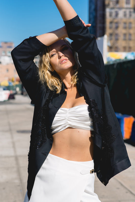 Valerie Black Designer Bomber Jacket: Luxe Sophistication for Modern Women - Apparel & Accessories