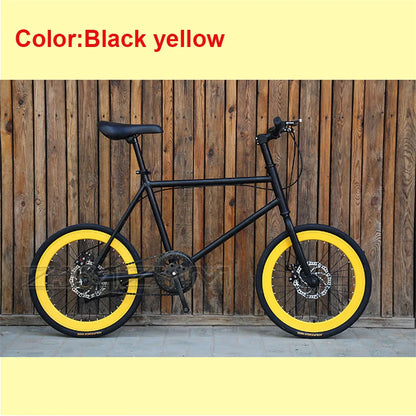 20 Inch Bike Single Speed Fixie Bike Double Dsic Brake Bicycle Freewheel Frame Mini Bicycle Height Adjustable 75-90cm