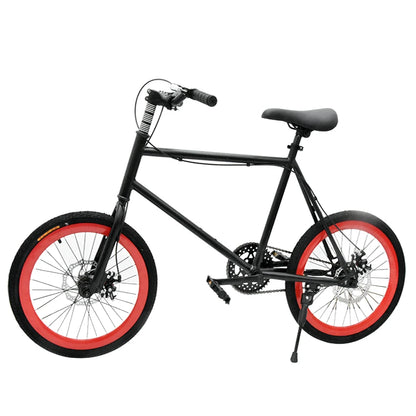 20 Inch Bike Single Speed Fixie Bike Double Dsic Brake Bicycle Freewheel Frame Mini Bicycle Height Adjustable 75-90cm