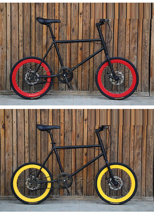 20 Inch Bike Single Speed Fixie Bike Double Dsic Brake Bicycle Freewheel Frame Mini Bicycle Height Adjustable 75-90cm