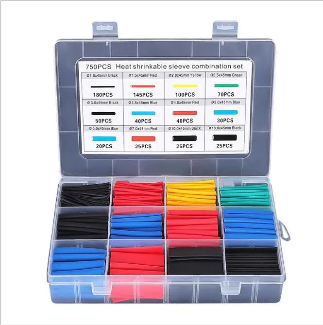 127-750pcs Heat-shrink Tubing Thermoresistant Tube Heat Shrink Wrapping Kit Electrical Connection Wire Cable Insulation Sleeving - MANDOTOS