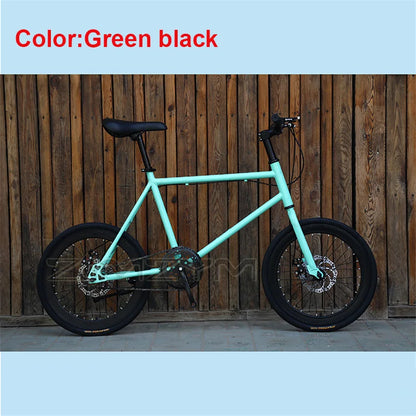 20 Inch Bike Single Speed Fixie Bike Double Dsic Brake Bicycle Freewheel Frame Mini Bicycle Height Adjustable 75-90cm