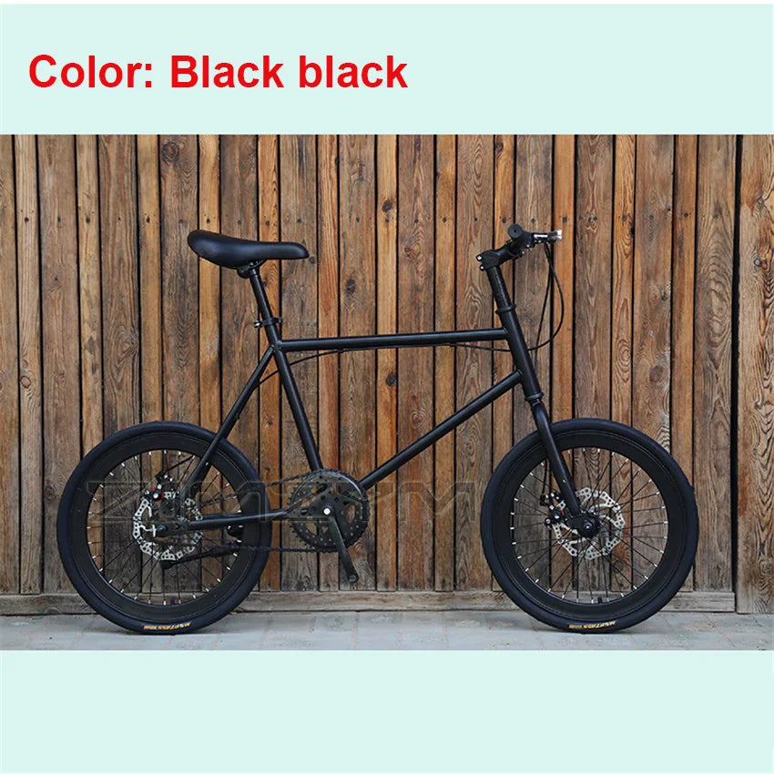 20 Inch Bike Single Speed Fixie Bike Double Dsic Brake Bicycle Freewheel Frame Mini Bicycle Height Adjustable 75-90cm