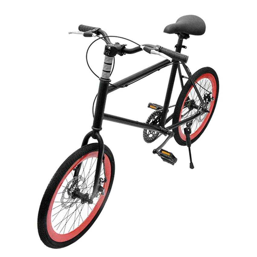 20 Inch Bike Single Speed Fixie Bike Double Dsic Brake Bicycle Freewheel Frame Mini Bicycle Height Adjustable 75-90cm