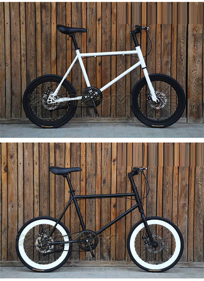 20 Inch Bike Single Speed Fixie Bike Double Dsic Brake Bicycle Freewheel Frame Mini Bicycle Height Adjustable 75-90cm