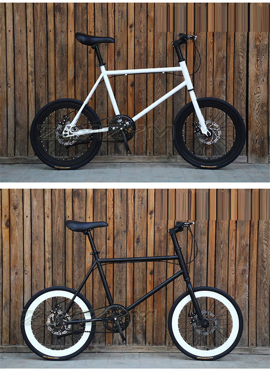 20 Inch Bike Single Speed Fixie Bike Double Dsic Brake Bicycle Freewheel Frame Mini Bicycle Height Adjustable 75-90cm