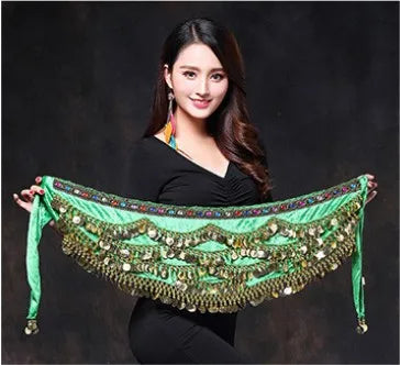 1PC New Style Belly Dance Belt Newest Multi-color Glass Silk Velvet Dancing Belt Scarf Crystal BellyDance Waist Chain Hip Scarf - MANDOTOS