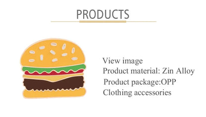 13 Style Snack Brooch Burger Pizza Chicken Drinks Coffee Popcorn French Fries Hot Dog Enamel Pins Food Brooche For Women Jewelry - MANDOTOS