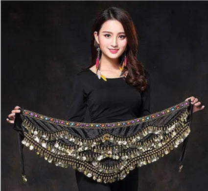 1PC New Style Belly Dance Belt Newest Multi-color Glass Silk Velvet Dancing Belt Scarf Crystal BellyDance Waist Chain Hip Scarf - MANDOTOS