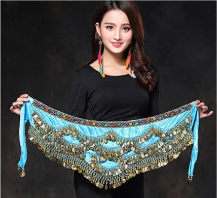 1PC New Style Belly Dance Belt Newest Multi-color Glass Silk Velvet Dancing Belt Scarf Crystal BellyDance Waist Chain Hip Scarf - MANDOTOS