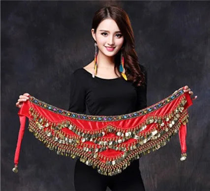 1PC New Style Belly Dance Belt Newest Multi-color Glass Silk Velvet Dancing Belt Scarf Crystal BellyDance Waist Chain Hip Scarf - MANDOTOS