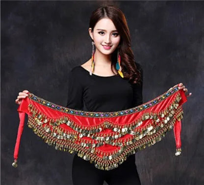 1PC New Style Belly Dance Belt Newest Multi-color Glass Silk Velvet Dancing Belt Scarf Crystal BellyDance Waist Chain Hip Scarf - MANDOTOS