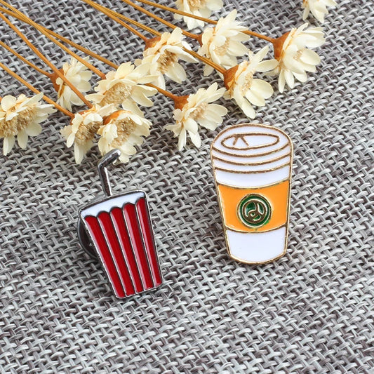 13 Style Snack Brooch Burger Pizza Chicken Drinks Coffee Popcorn French Fries Hot Dog Enamel Pins Food Brooche For Women Jewelry - MANDOTOS