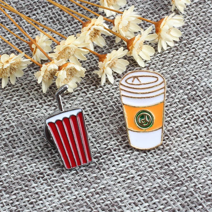 13 Style Snack Brooch Burger Pizza Chicken Drinks Coffee Popcorn French Fries Hot Dog Enamel Pins Food Brooche For Women Jewelry - MANDOTOS