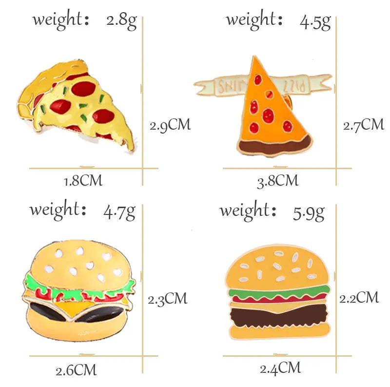 13 Style Snack Brooch Burger Pizza Chicken Drinks Coffee Popcorn French Fries Hot Dog Enamel Pins Food Brooche For Women Jewelry - MANDOTOS