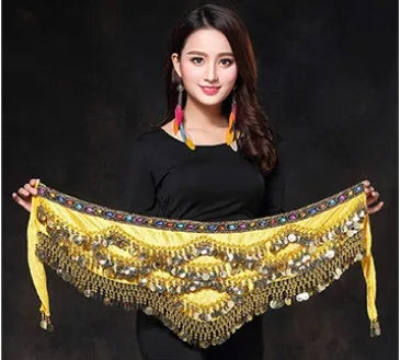 1PC New Style Belly Dance Belt Newest Multi-color Glass Silk Velvet Dancing Belt Scarf Crystal BellyDance Waist Chain Hip Scarf - MANDOTOS