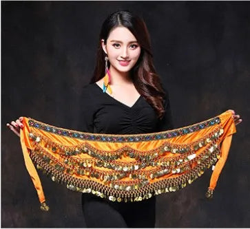 1PC New Style Belly Dance Belt Newest Multi-color Glass Silk Velvet Dancing Belt Scarf Crystal BellyDance Waist Chain Hip Scarf - MANDOTOS