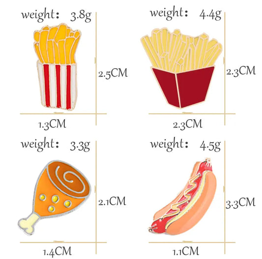 13 Style Snack Brooch Burger Pizza Chicken Drinks Coffee Popcorn French Fries Hot Dog Enamel Pins Food Brooche For Women Jewelry - MANDOTOS
