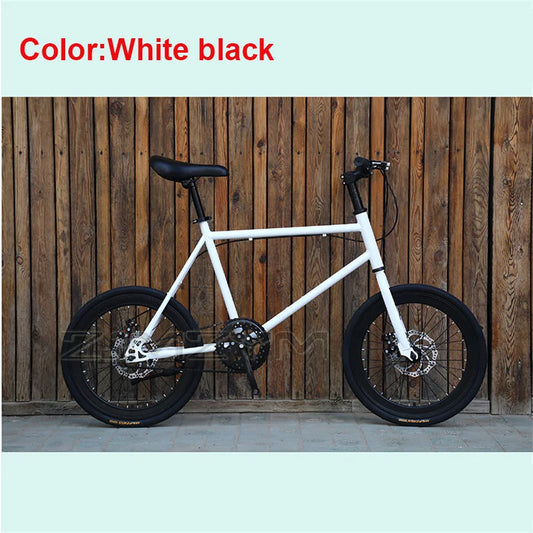 20 Inch Bike Single Speed Fixie Bike Double Dsic Brake Bicycle Freewheel Frame Mini Bicycle Height Adjustable 75-90cm