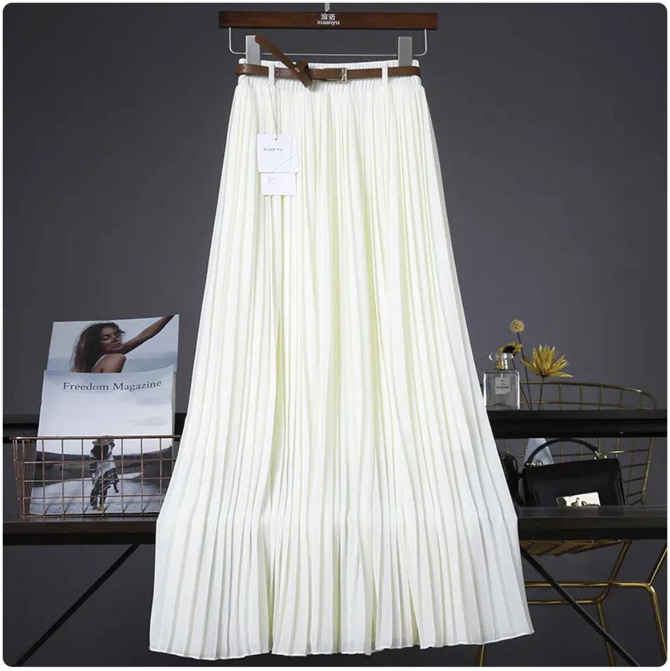 Elegant Pleated Chiffon Skirt - MANDOTOS