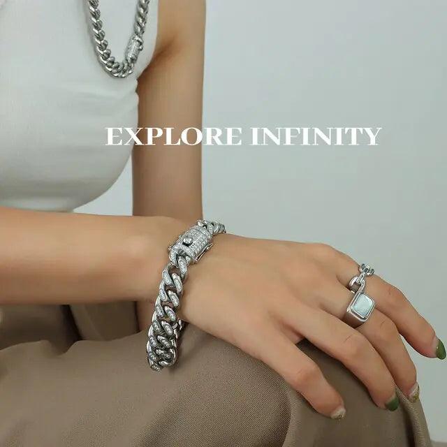 TOSOKO 18K Gold Plated Cuban Chain Set with Zircon - MANDOTOS