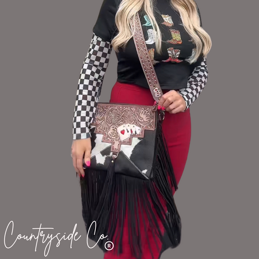 The Gambler Cowhide Fringe Purse
