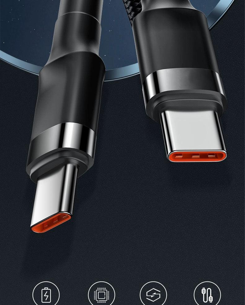 Double-Headed Typec Data Cable Mobile Phone Computer Car Universal Male-to-Male CTOC Flash Charging Cable 2 M Long Fast Charging - MANDOTOS