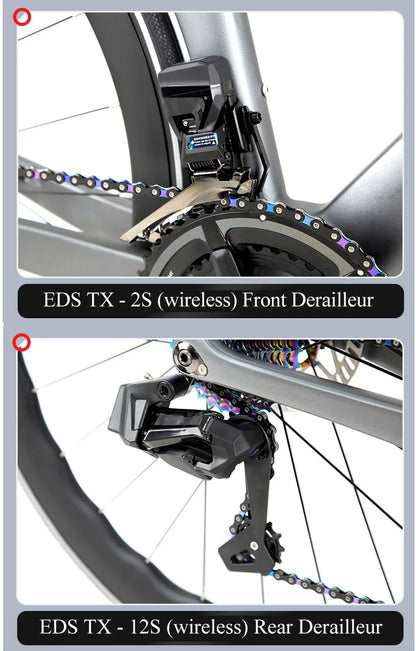 TWITTER 700X25C Carbon Road Bicycle Wireless Men's Hydraulic Disc Racing Bike With WheelTop EDS TX 24S Shifter 50mm Carbon Wheel