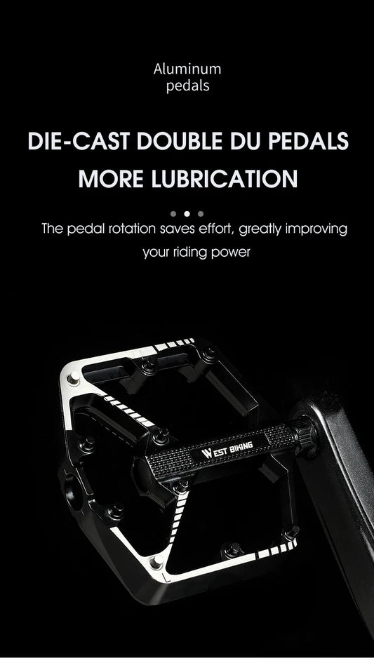 WEST BIKING Bicycle Pedals Sealed DU Bearing Nonslip Pedal Mountain Road Bike Cycling Alloy MTB Pedal Bicycle Accessories