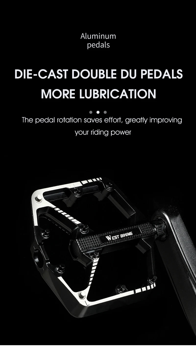 WEST BIKING Bicycle Pedals Sealed DU Bearing Nonslip Pedal Mountain Road Bike Cycling Alloy MTB Pedal Bicycle Accessories
