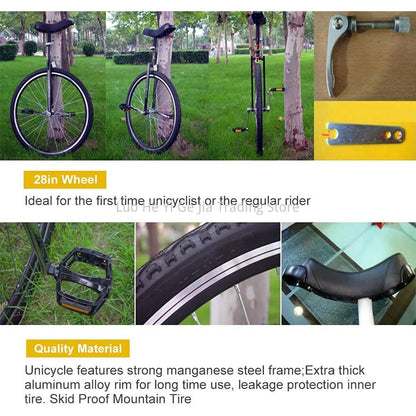28" Unicycle with Brakes, Extra Large Heavy Duty Men Teens Boys Balance Bike, for Tall People Height 160-195Cm /63"-77"