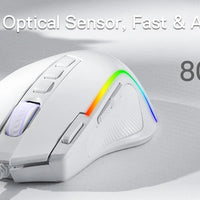 Redragon M612 Predator RGB Gaming Mouse 8000 DPI Wired Optical with 11 Programmable Buttons, White - MANDOTOS