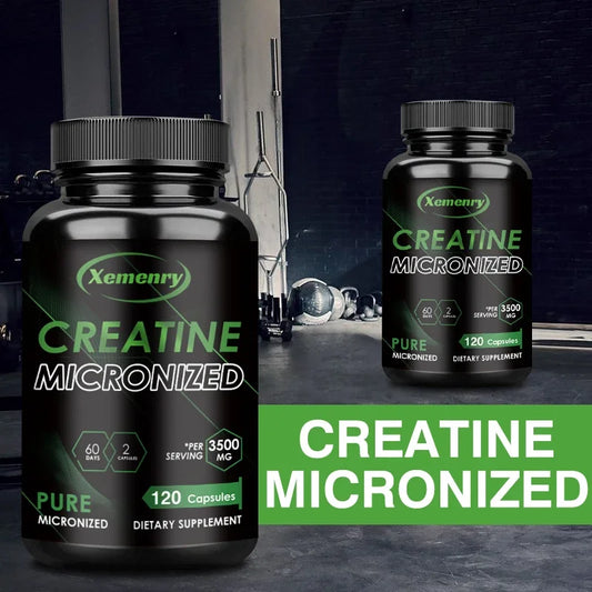 Creatine Monohydrate Capsules - Boosts Energy Levels, Builds Muscle Mass and Promotes Muscle Recovery - 120 Capsules