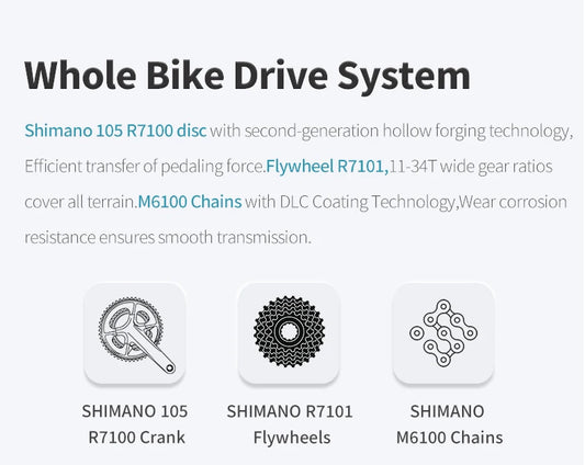 SAVA 2025NEW HAWKEYE SLR7 Carbon Fiber Road Bike with Shimano 105 DI2 R7170 Component Hydraulic Discs, Complete Adult Racing Set