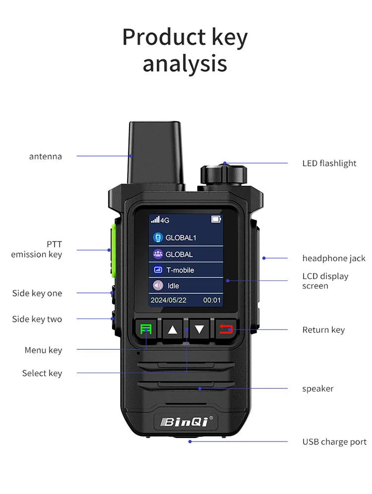 BINQI-K6 GXINPOC Platform Global -4G POC walkie talkie, 5000kilometers remote , global policecivilian fleet walkie talkie(free) - MANDOTOS