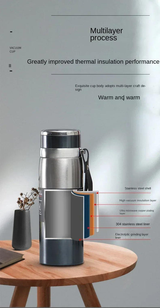 1L Thermal Water Bottle Keep Cold and Hot Thermos for Water Tea Coffee Vacuum Flasks Stainless Steel Thermos Bottle MANDOTOS