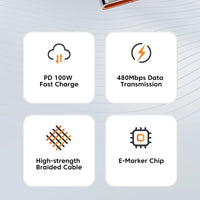 Toocki 100W Type C to USB C Cable PD 3.0 Quick Charge 4.0 Fast Charging Type C to Type C for iPhone 15 Macbook Samsung Xiaomi - MANDOTOS