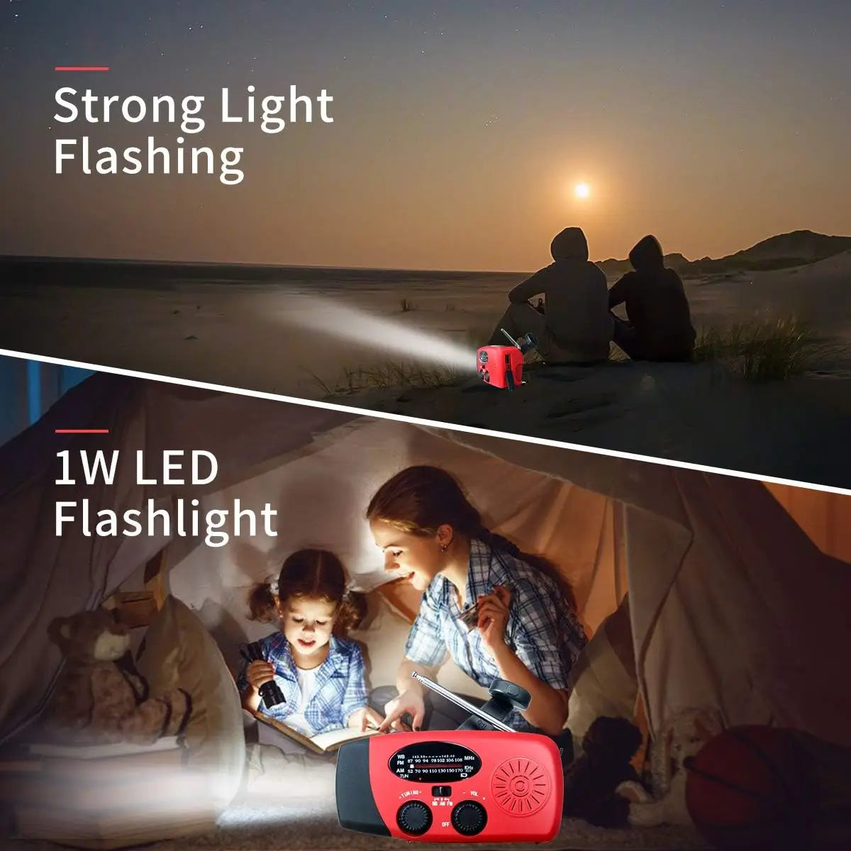 2000mAh Emergency Crank Weather Radio with LED Flashlight, Alertsync Portable AM/FM/NOAA Solar Radio with Phone Charger, SOS Ala - MANDOTOS