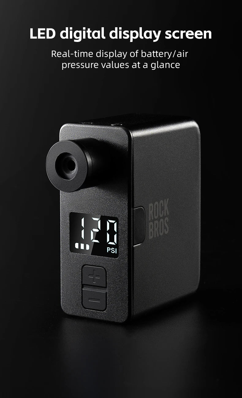 ROCKBROS Portable Mini Electric Bicycle Pump 120PSI Type-C Bike Tire Air Inflator Pump MTB Road AV FV Valve Cycling Pump - MANDOTOS