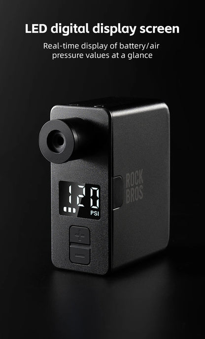 ROCKBROS Portable Mini Electric Bicycle Pump 120PSI Type-C Bike Tire Air Inflator Pump MTB Road AV FV Valve Cycling Pump - MANDOTOS