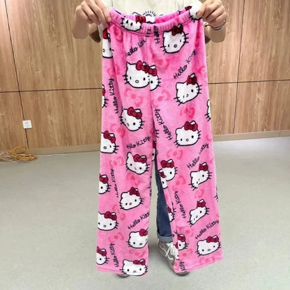 Y2K Hello Kitty Pajamas Pants Sanrio Anime Women's Pajama Pants Cartoon Couple Home Sleepwear Trousers Leisure Home Clothing - MANDOTOS