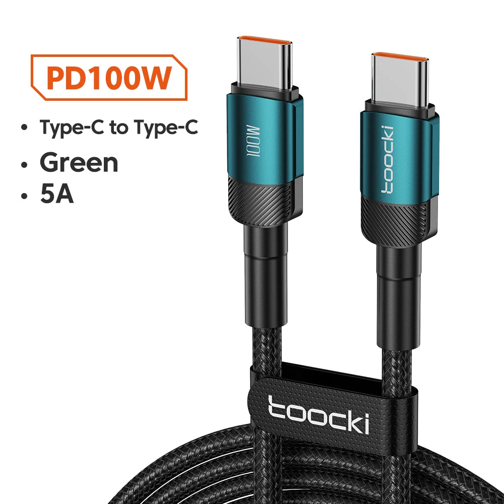 Toocki 100W Type C to USB C Cable PD 3.0 Quick Charge 4.0 Fast Charging Type C to Type C for iPhone 15 Macbook Samsung Xiaomi - MANDOTOS