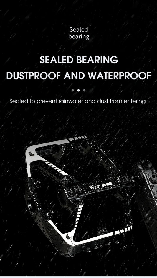 WEST BIKING Bicycle Pedals Sealed DU Bearing Nonslip Pedal Mountain Road Bike Cycling Alloy MTB Pedal Bicycle Accessories