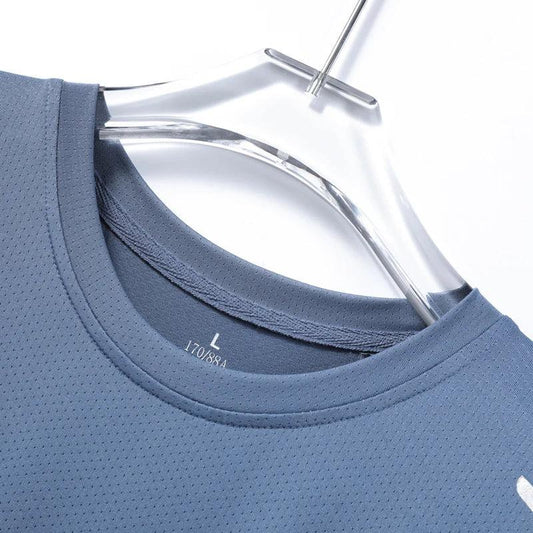 CHRLCK Men's Running Quick Drying T-shirts Breathable Hiking Fishing Tees Soft Elasticity Outdoor Sports Short Shirt Summer - MANDOTOS